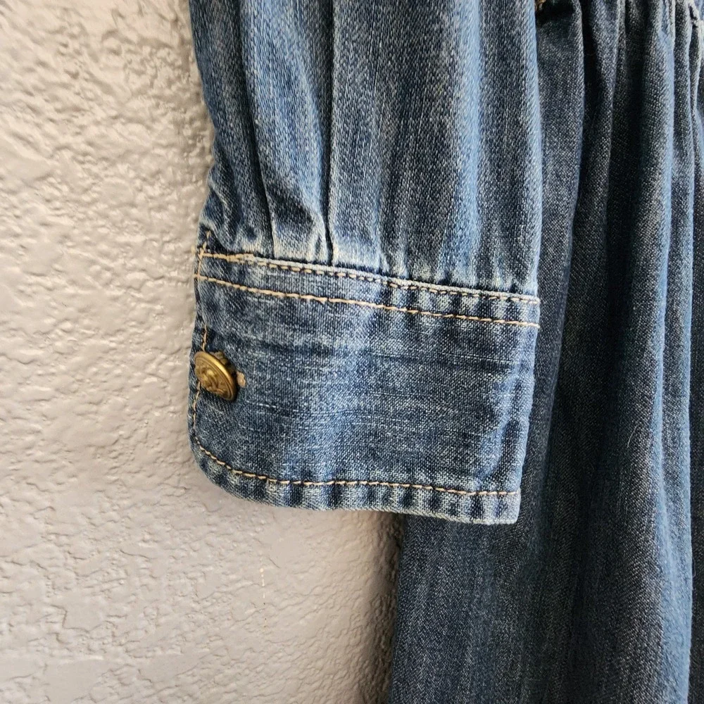Polo Ralph Lauren Girls Denim Shirt Dress Sz 14 Button Front Long Sleeve Western